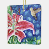 Hummingbird und Stargazer Lily Painting Keramikornament (Links)
