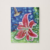 Hummingbird und Stargazer Lily Painting Puzzle (Vertikal)