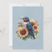 Hummingbird und Sunflower Blue Baby Dusche Einladung (Rückseite)