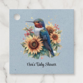 Hummingbird und Sunflower Blue Baby Dusche Geschenkanhänger