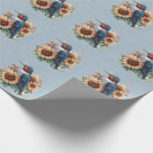 Hummingbird und Sunflower Blue Baby Dusche Geschenkpapier (Ecke)