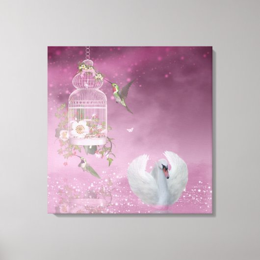 Hummingbird und Swan Leinwanddruck (Vorderseite)
