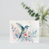 Hummingbird und Wildblumen Wasserfarbe Postkarte (Stehend Vorderseite)
