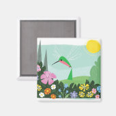 Hummingbird unter Blume Magnet (Vorderseite/Rückseite)