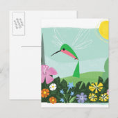 Hummingbird unter Blume Postkarte (Vorne/Hinten)