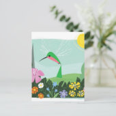 Hummingbird unter Blume Postkarte (Stehend Vorderseite)