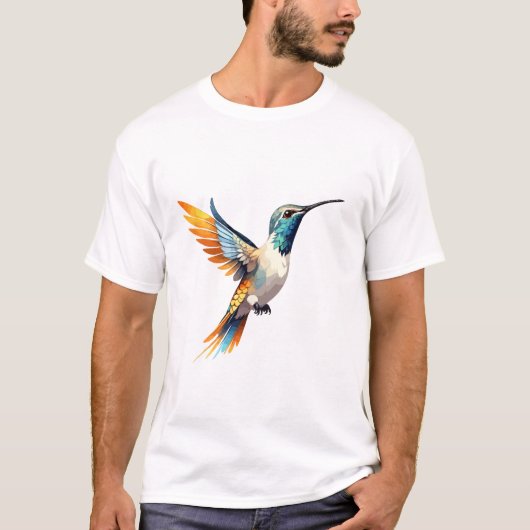 Hummingbird Vector Art mit lebhaften Farben T-Shirt (Vorderseite)