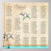 Hummingbird Vintag Love Birds Sitzkarten Poster (Vorne)