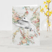 Hummingbird Vintage florale Kunstkarte Karte (Gelbe Blume)
