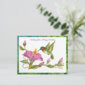 Hummingbird w Vining Blossoms Postkarte (Stehend Vorderseite)
