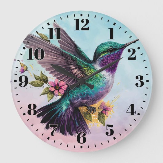 Hummingbird Wall Clock Große Wanduhr (Vorderseite)