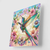 Hummingbird Wall Clock Quadratische Wanduhr (Winkel)
