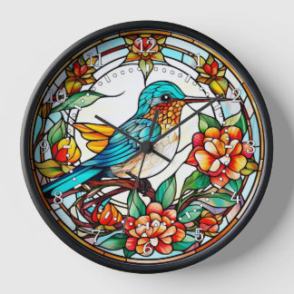 Hummingbird-Wand aus festem Glas Uhr