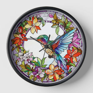 Hummingbird-Wand aus festem Glas Uhr