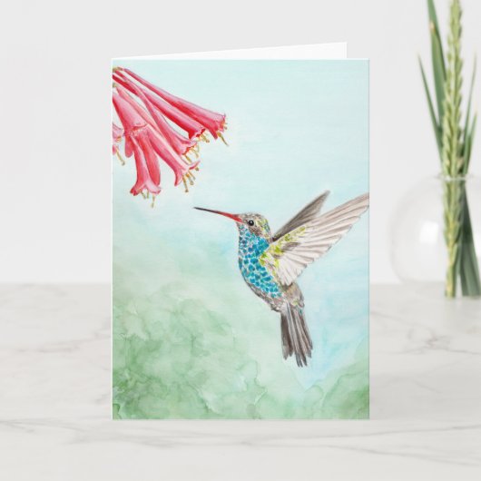 Hummingbird Wasserfarbe Karte (Vorderseite)