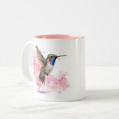 Hummingbird Wasserfarbe Rosa Personalisiert Zweifarbige Tasse (Vorderseite Links)