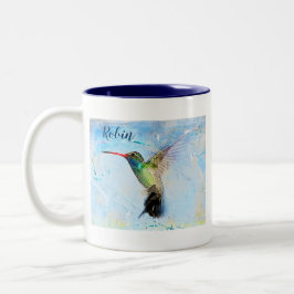 Hummingbird Wasserfarbenbild Personalisiert Zweifarbige Tasse
