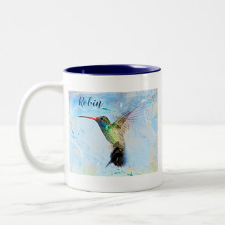 Hummingbird Wasserfarbenbild Personalisiert Zweifarbige Tasse