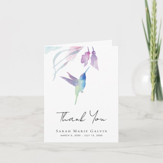 Hummingbird Watercolor Beerdigung Memorial Dankeskarte (Vorderseite)