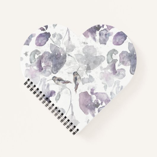 Hummingbird Watercolor Heart Notebook Notizblock (Vorderseite)