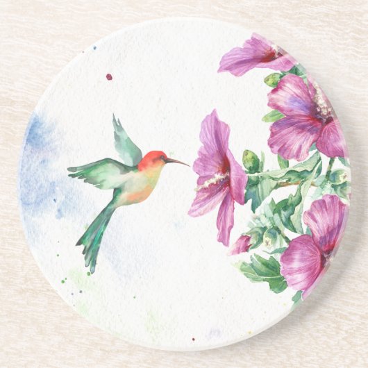 Hummingbird Watercolor Sandstone Untersetzer (Vorne)