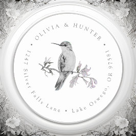 Hummingbird Wedding Couple Names Rücksendeadresse Runder Aufkleber
