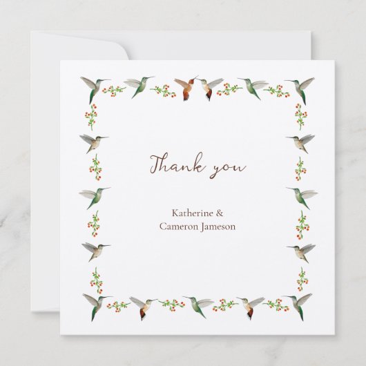 Hummingbird Wedding Dankeskarte (Vorderseite)