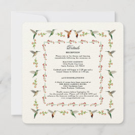 Hummingbird Wedding Details Card