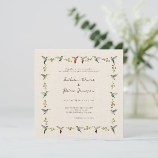 Hummingbird Wedding Invitation (Stehend Vorderseite)
