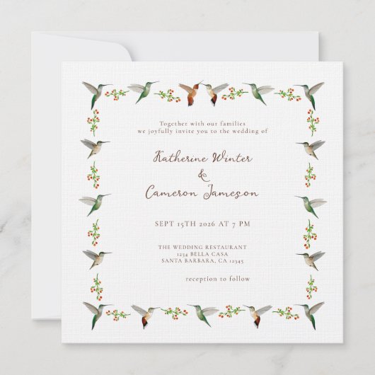 Hummingbird Wedding Invitation (Vorderseite)