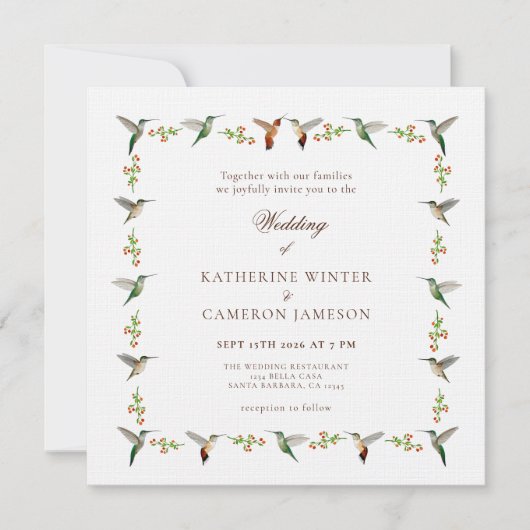 Hummingbird Wedding Invitation (Vorderseite)