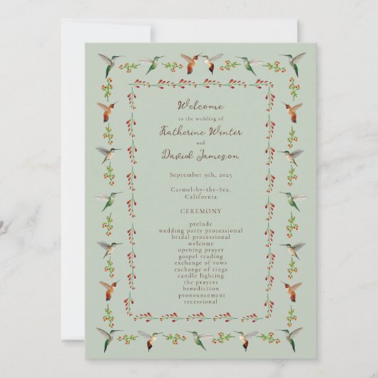 Hummingbird Wedding Program (Vorderseite)