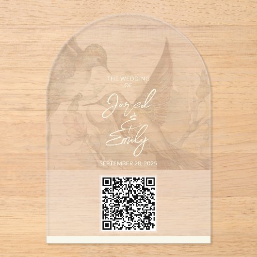 Hummingbird Wedding QR Code Einladung (Vorderseite)