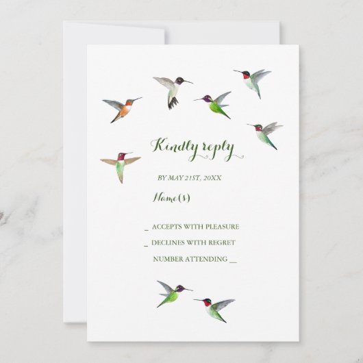 Hummingbird Wedding RSVP Einladung (Vorderseite)
