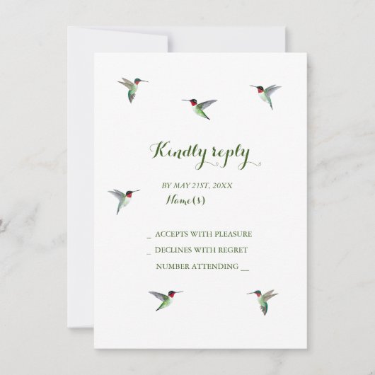 Hummingbird Wedding RSVP Einladung (Vorderseite)