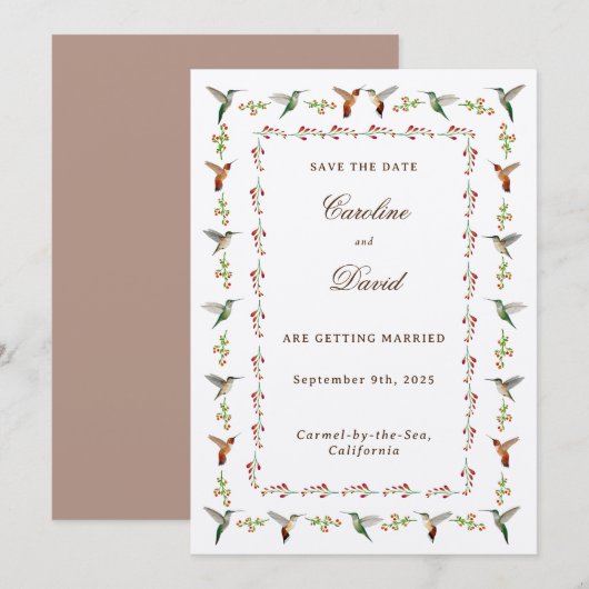 Hummingbird Wedding Save the Date (Vorne/Hinten)