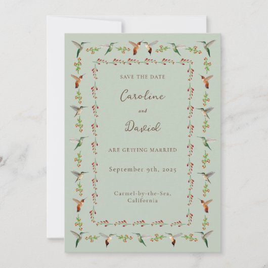 Hummingbird Wedding Save the Date (Vorderseite)