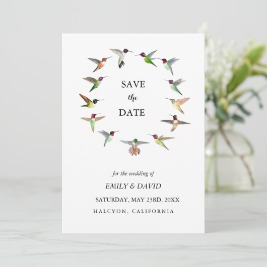 Hummingbird Wedding Save the Date Announcement Einladung (Stehend Vorderseite)