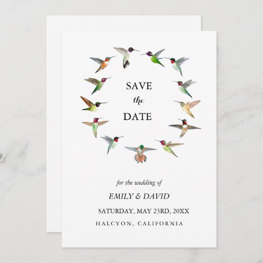 Hummingbird Wedding Save the Date Announcement Einladung (Vorne/Hinten)