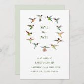 Hummingbird Wedding Save the Date Announcement Einladung (Vorne/Hinten)