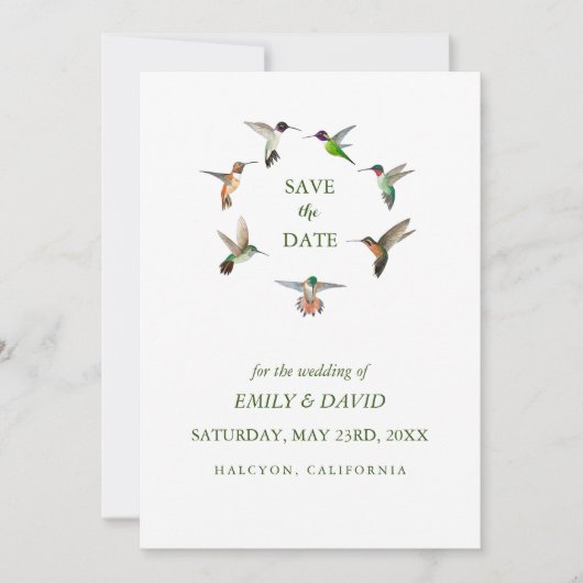 Hummingbird Wedding Save the Date Announcement Einladung (Vorderseite)
