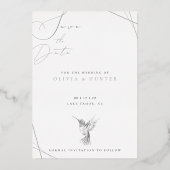 Hummingbird Wedding Save the Date Black and White Folieneinladung (Rückseite)