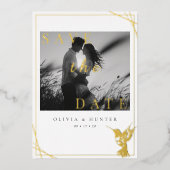 Hummingbird Wedding Save the Date Black and White Folieneinladung (Vorderseite)