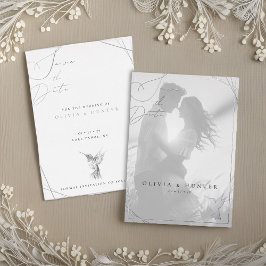 Hummingbird Wedding Save the Date Black and White Folieneinladung
