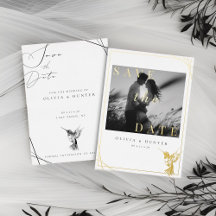 Hummingbird Wedding Save the Date Black and White