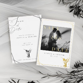 Hummingbird Wedding Save the Date Black and White Folieneinladung