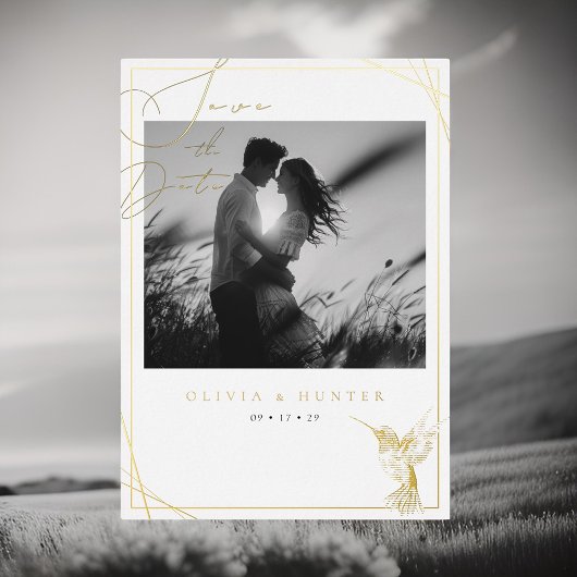 Hummingbird Wedding Save the Date Black and White Folieneinladung