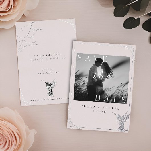 Hummingbird Wedding Save the Date Foto Overlay Folieneinladung
