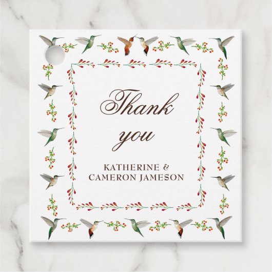 Hummingbird Wedding Vielen Dank Geschenkanhänger (Vorderseite)