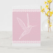 Hummingbird Weiß und Rosa Karte (Gelbe Blume)